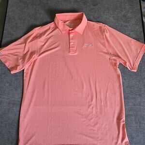 Straight Down Performance Mens Polo Shirt Golf LARGE Salmon ocean creatures